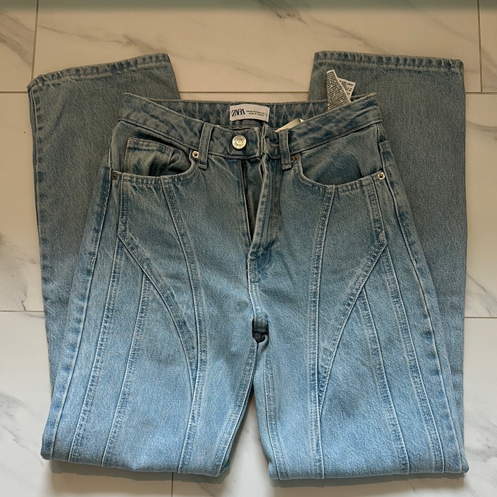Zara Blue Straight Leg Jeans Classic Denim